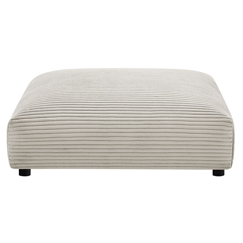 Maklaine 4-Pc Modular Corduroy Upholstered Sectional Sofa With Ottoman in Almond
