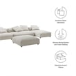 Maklaine 4-Pc Modular Corduroy Upholstered Sectional Sofa With Ottoman in Almond
