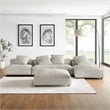 Maklaine 4-Pc Modular Corduroy Upholstered Sectional Sofa With Ottoman in Almond