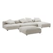 Maklaine 4-Pc Modular Corduroy Upholstered Sectional Sofa With Ottoman in Almond