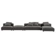 Maklaine 4-Pc Modular Upholstered Fabric Sectional Sofa With Ottoman in Charcoal