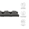 Maklaine 3-Piece Modular Upholstered Fabric Sofa in Charcoal