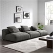 Maklaine 3-Piece Modular Upholstered Fabric Sofa in Charcoal