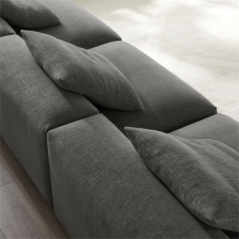 Maklaine 3-Piece Modular Upholstered Fabric Sofa in Charcoal