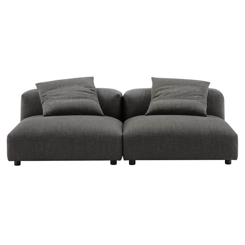 Maklaine 2-Piece Modular Upholstered Fabric Sofa in Charcoal