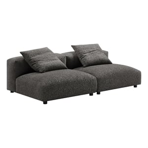Maklaine 2-Piece Modular Upholstered Fabric Sofa in Charcoal
