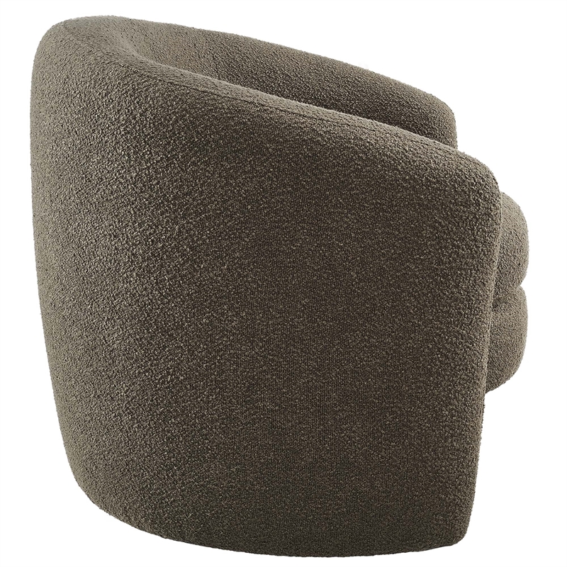 Maklaine Upholstered Boucle Fabric Curved Back Armchair in Pebble