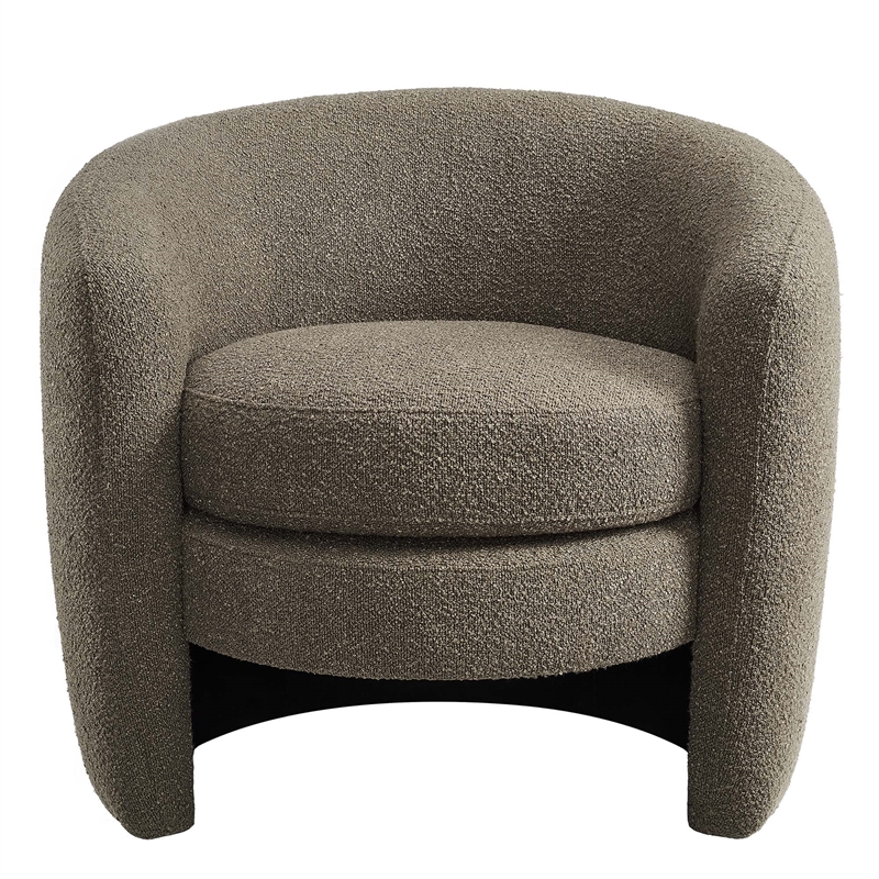 Maklaine Upholstered Boucle Fabric Curved Back Armchair in Pebble