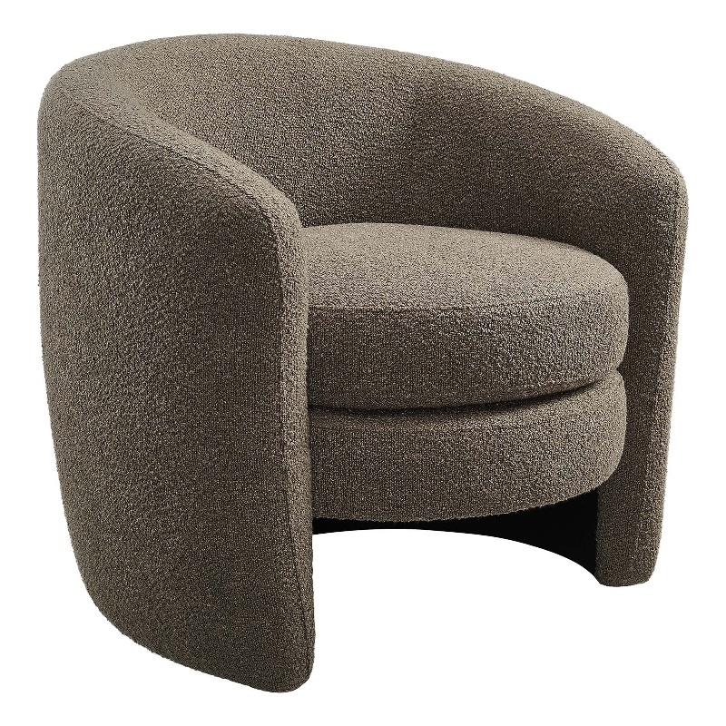Maklaine Upholstered Boucle Fabric Curved Back Armchair in Pebble