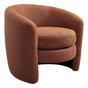 Maklaine Upholstered Boucle Fabric Curved Back Armchair in Rust