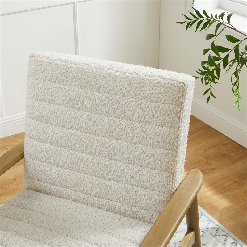 Maklaine Contemporary Boucle Fabric Upholstered Accent Chair in Ivory