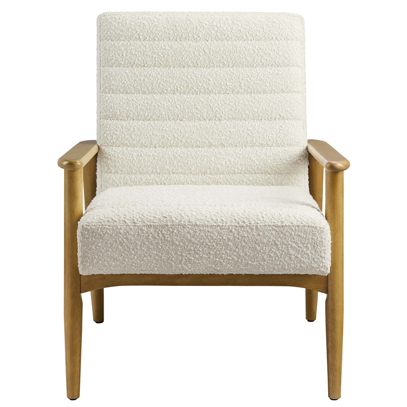 Maklaine Contemporary Boucle Fabric Upholstered Accent Chair in Ivory
