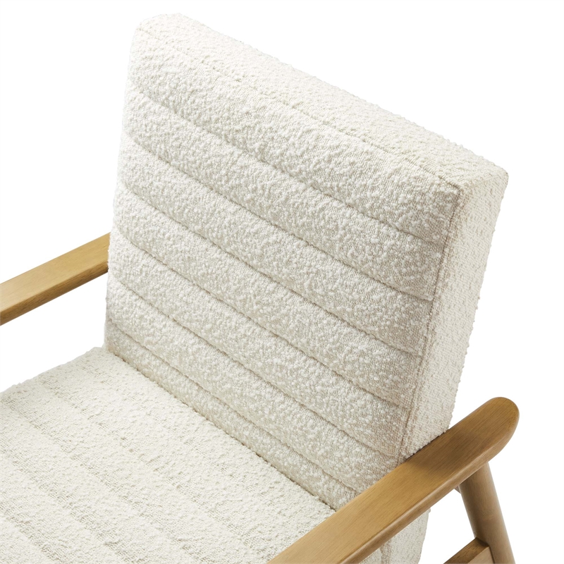 Maklaine Contemporary Boucle Fabric Upholstered Accent Chair in Ivory