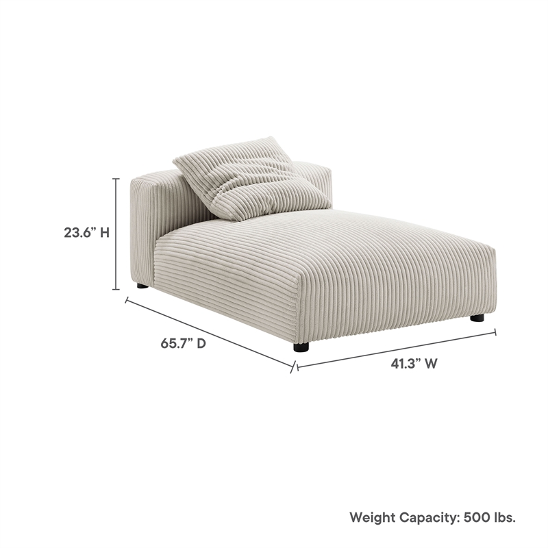 Maklaine Modular Corduroy Upholstered Armless Chaise Lounge in Almond