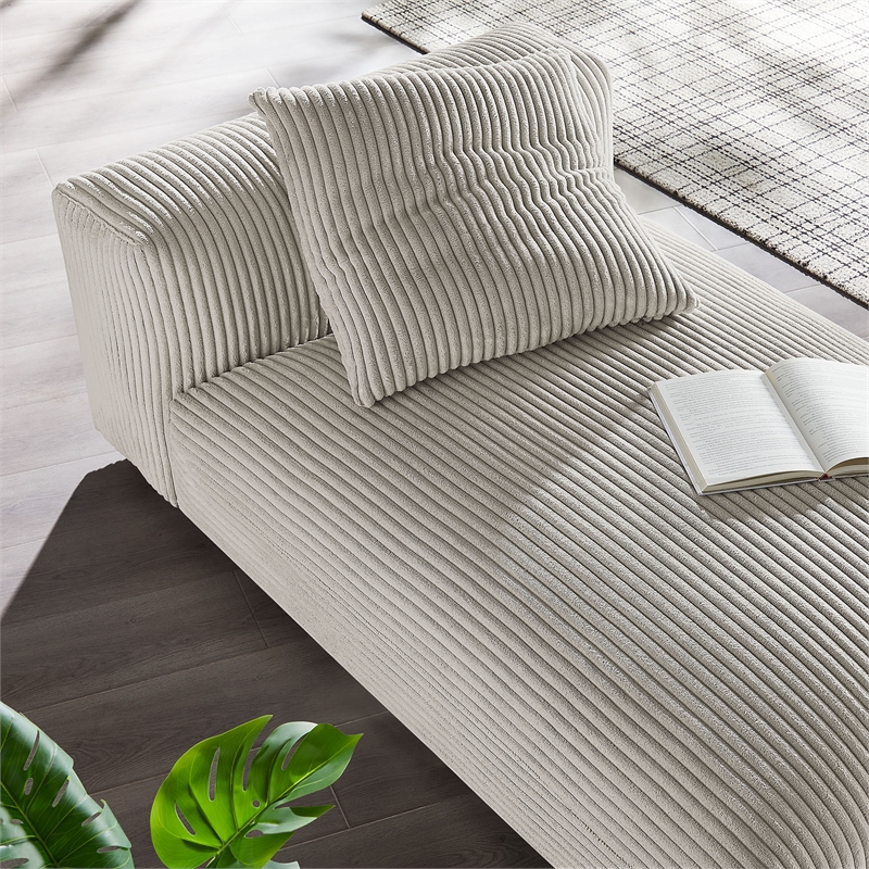 Maklaine Modular Corduroy Upholstered Armless Chaise Lounge in Almond