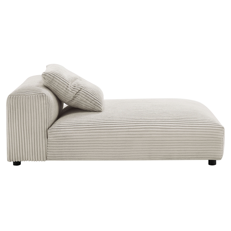 Maklaine Modular Corduroy Upholstered Armless Chaise Lounge in Almond