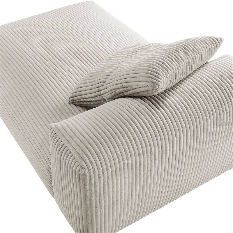 Maklaine Modular Corduroy Upholstered Armless Chaise Lounge in Almond