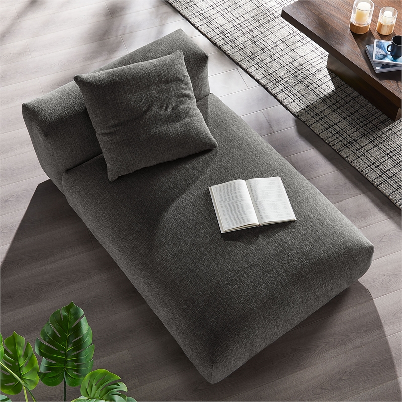 Maklaine Modular Upholstered Fabric Armless Chaise Lounge in Charcoal