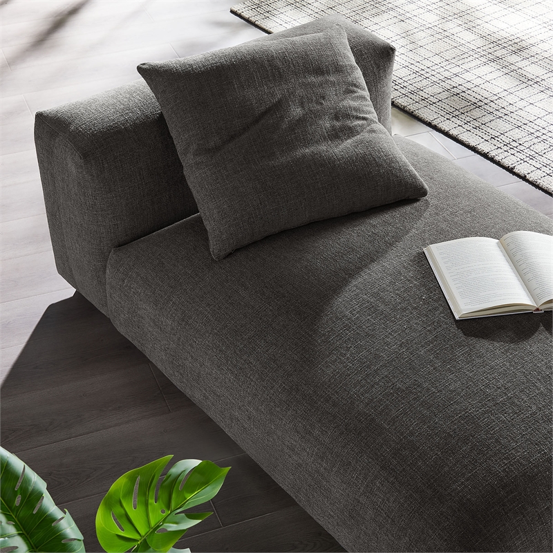 Maklaine Modular Upholstered Fabric Armless Chaise Lounge in Charcoal