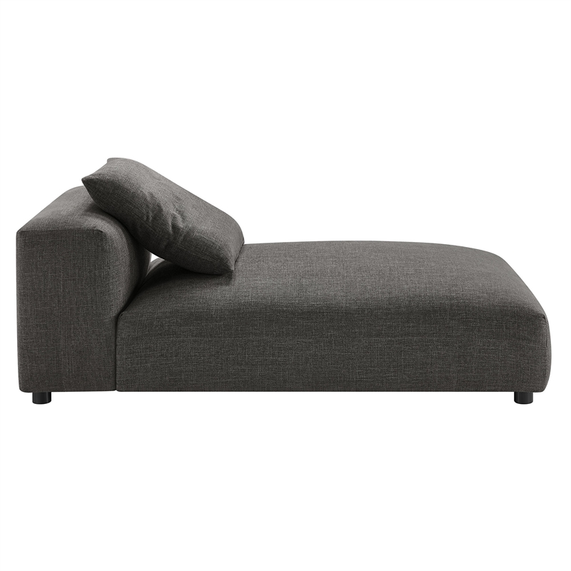 Maklaine Modular Upholstered Fabric Armless Chaise Lounge in Charcoal