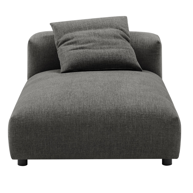 Maklaine Modular Upholstered Fabric Armless Chaise Lounge in Charcoal