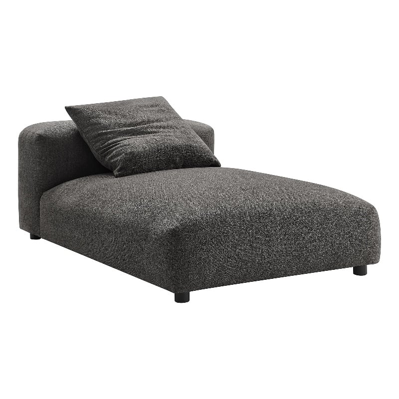 Maklaine Modular Upholstered Fabric Armless Chaise Lounge in Charcoal