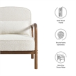 Maklaine Contemporary Charlie Boucle Upholstered Armchair in Ivory