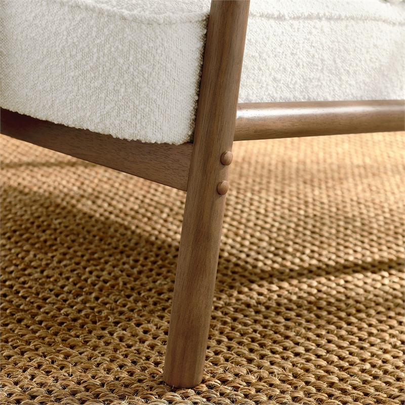 Maklaine Contemporary Charlie Boucle Upholstered Armchair in Ivory