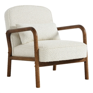 Maklaine Contemporary Charlie Boucle Upholstered Armchair in Ivory