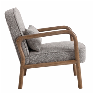 Maklaine Contemporary Charlie Boucle Upholstered Armchair in Taupe