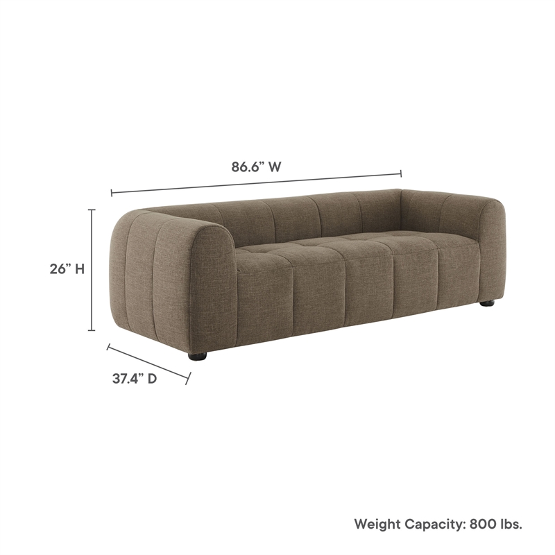 Maklaine Contemporary Dense Foam Padding Upholstered Fabric Sofa in Mocha