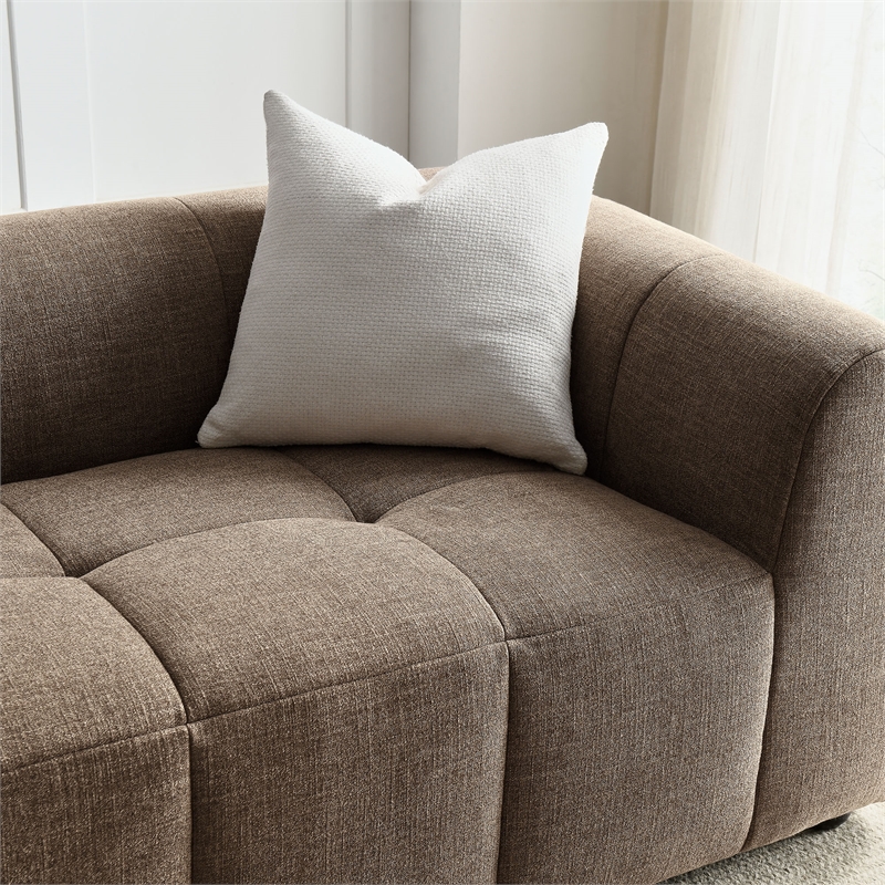 Maklaine Contemporary Dense Foam Padding Upholstered Fabric Sofa in Mocha