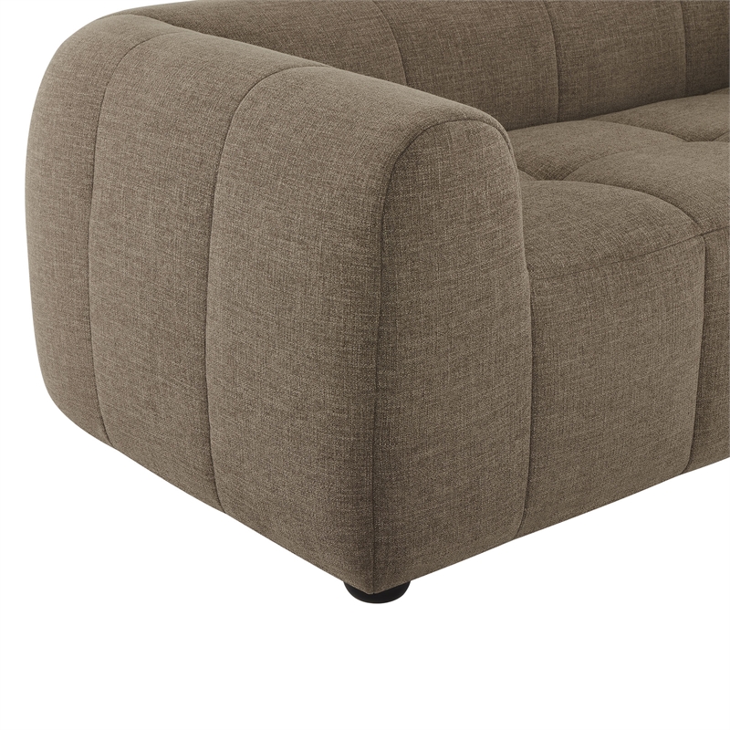 Maklaine Contemporary Dense Foam Padding Upholstered Fabric Sofa in Mocha