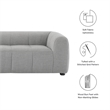 Maklaine Contemporary Dense Foam Padding Upholstered Fabric Sofa in Pewter