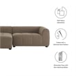 Maklaine Left-Facing Upholstered Fabric Modular Sofa with Chaise in Mocha
