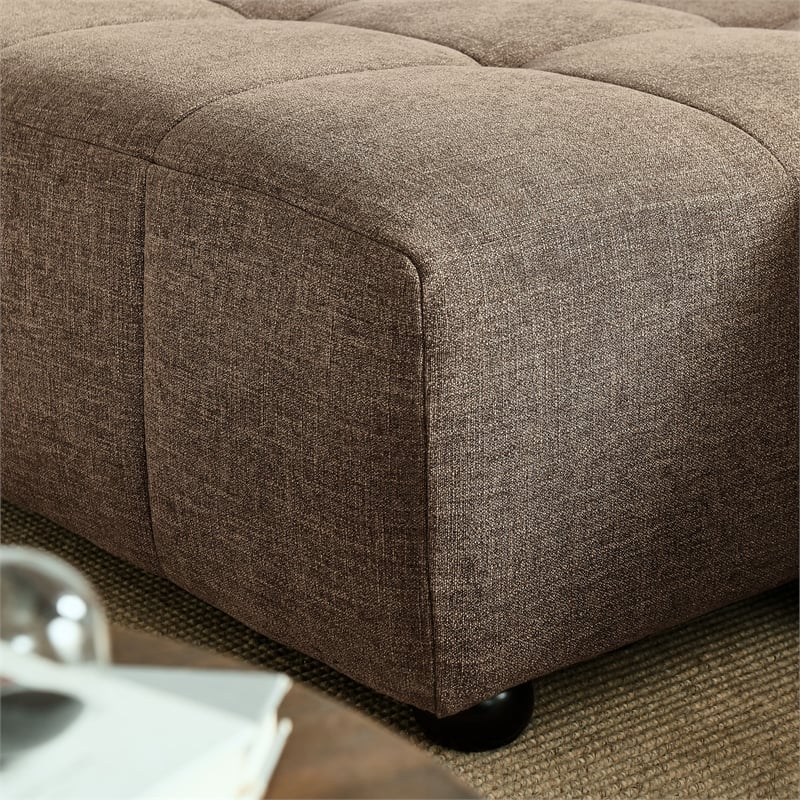 Maklaine Left-Facing Upholstered Fabric Modular Sofa with Chaise in Mocha