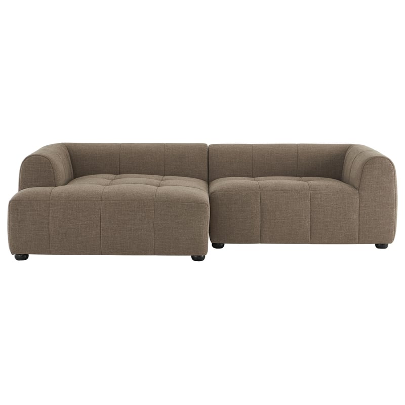 Maklaine Left-Facing Upholstered Fabric Modular Sofa with Chaise in Mocha