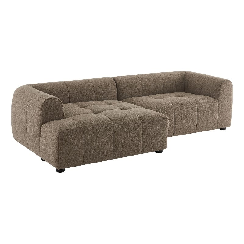 Maklaine Left-Facing Upholstered Fabric Modular Sofa with Chaise in Mocha