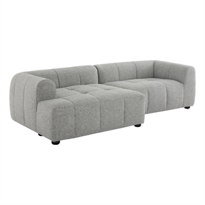 Maklaine Left-Facing Upholstered Fabric Modular Sofa with Chaise in Pewter