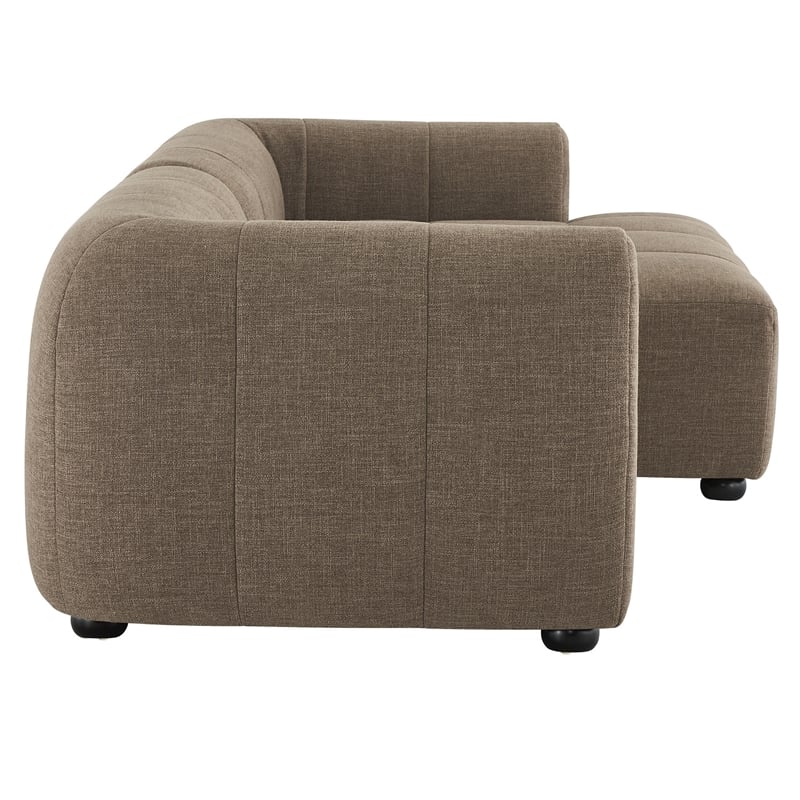 Maklaine Right-Facing Upholstered Fabric Modular Sofa with Chaise in Mocha