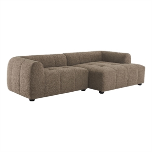 Maklaine Right-Facing Upholstered Fabric Modular Sofa with Chaise in Mocha
