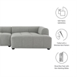 Maklaine Right-Facing Upholstered Fabric Modular Sofa with Chaise in Pewter