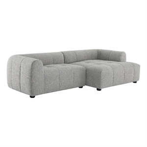 Maklaine Right-Facing Upholstered Fabric Modular Sofa with Chaise in Pewter