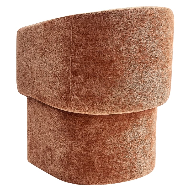Maklaine Contemporary Dense Foam Padding Chenille Dining Armchair in Rust
