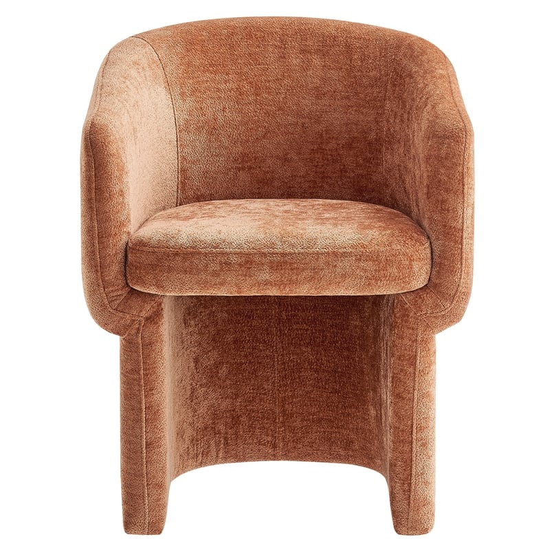 Maklaine Contemporary Dense Foam Padding Chenille Dining Armchair in Rust