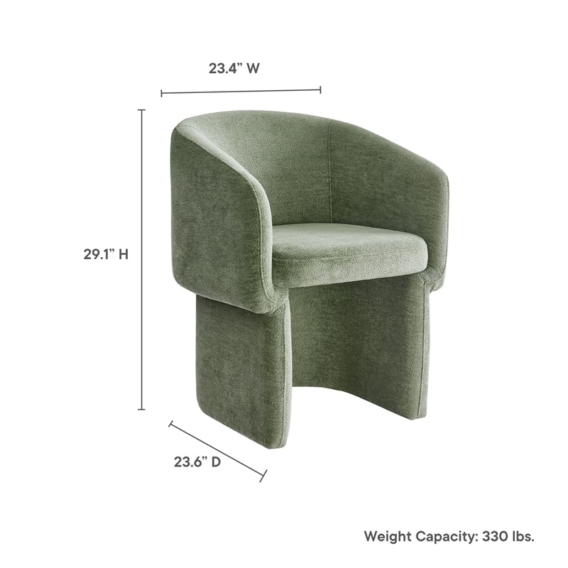 Maklaine Contemporary Dense Foam Padding Chenille Dining Armchair in Sage