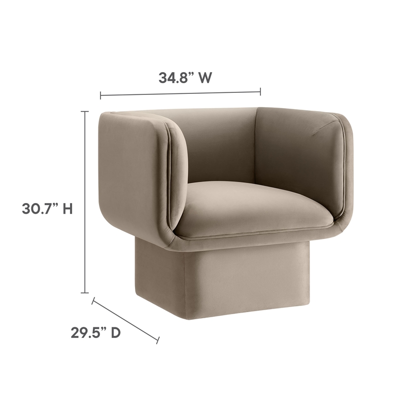 Maklaine Contemporary Performance Velvet Accent Chair in Taupe