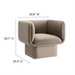 Maklaine Contemporary Performance Velvet Accent Chair in Taupe