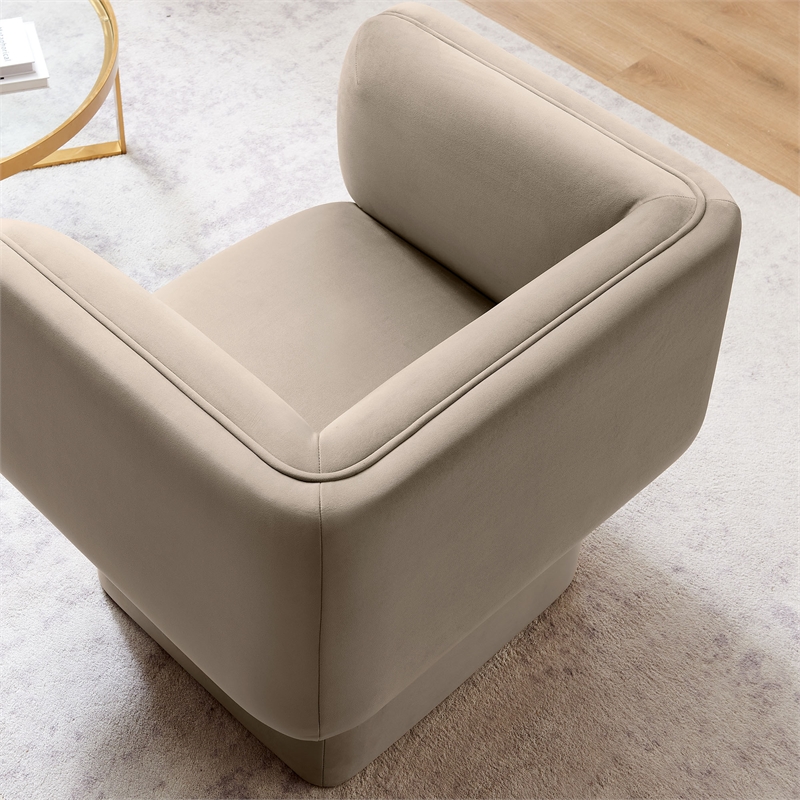 Maklaine Contemporary Performance Velvet Accent Chair in Taupe