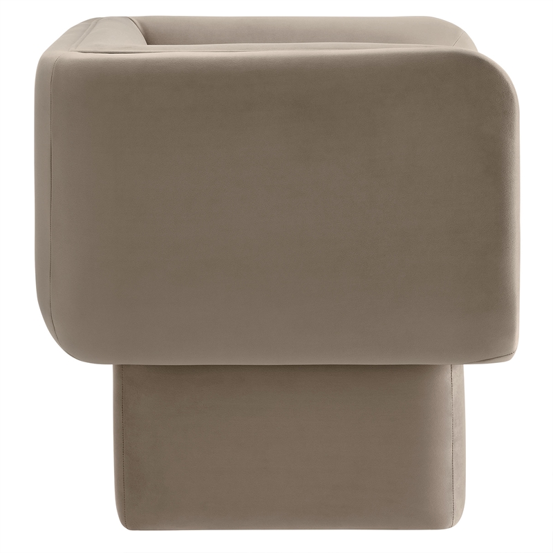 Maklaine Contemporary Performance Velvet Accent Chair in Taupe